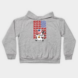 Funny American Flag Cow 4th Of july Independence Day T Shirt Kids Hoodie